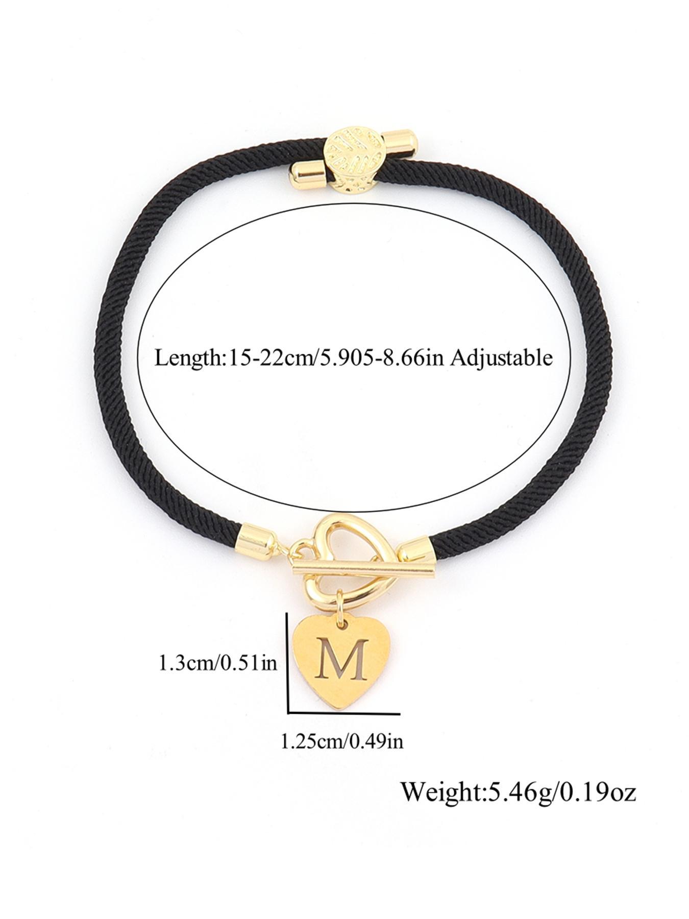Heart & Letter Design Charm Bracelet, Adjustable Rope Bracelet for Women & Girls, Elegant All-match Fashion Jewelry for Daily Decor, Fashion Modern Accessories