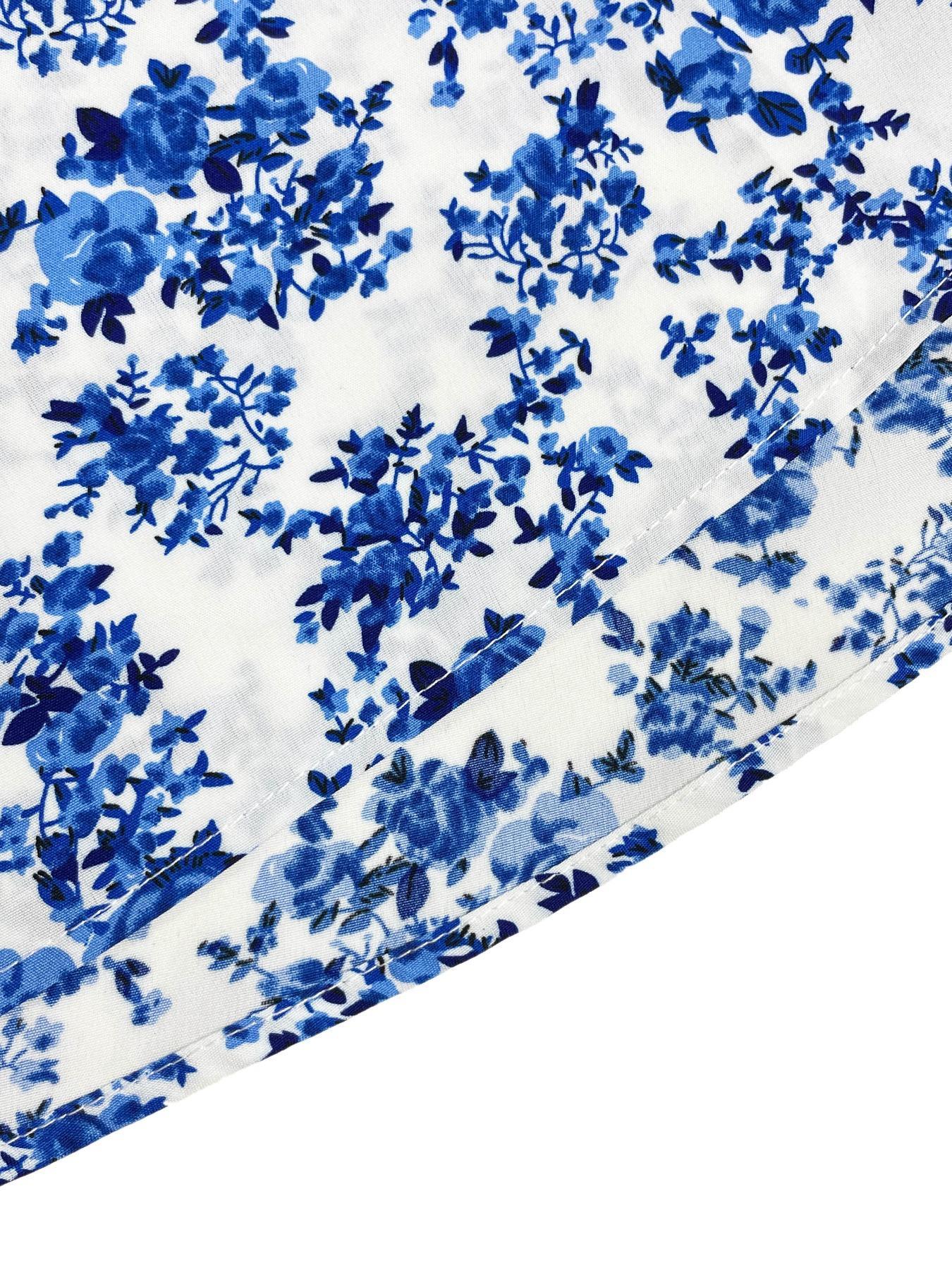 Women's Floral Print Self-Belted Neck Dress, Spring & Fall Long Sleeve A-Line Maxi Skirt, Boho Elegance Style, Slimming Set