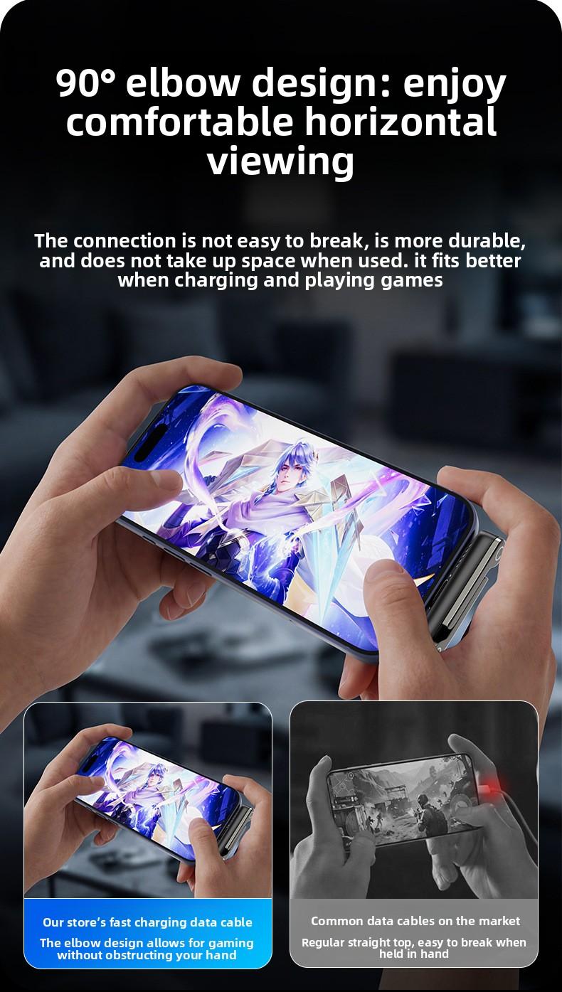 Creative Party gifts Zinc Alloy Bracket Data Cable Suitable for Apple and Samsung Dual Type-C Fast Charging CableInvisible Stand Type-C Charger Cable, 240W Super Fast Charging 2-in-1 Charging Cord & Phone Holder for Gaming, Office, Car Travel – Black