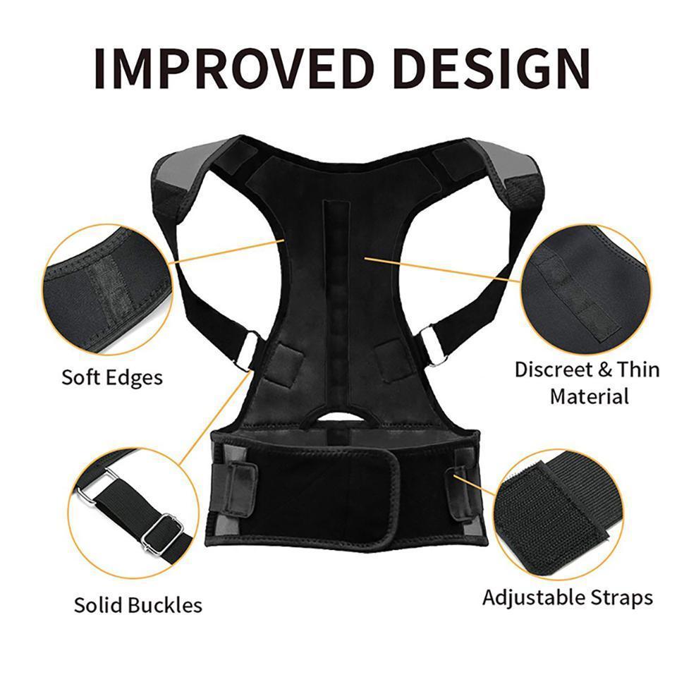 Magnetic Back Brace for Men Women Shoulder Upper Back Girdle Back Belt Strap Posture Belt Under Shirts Black Band Healthcare SpringStatements