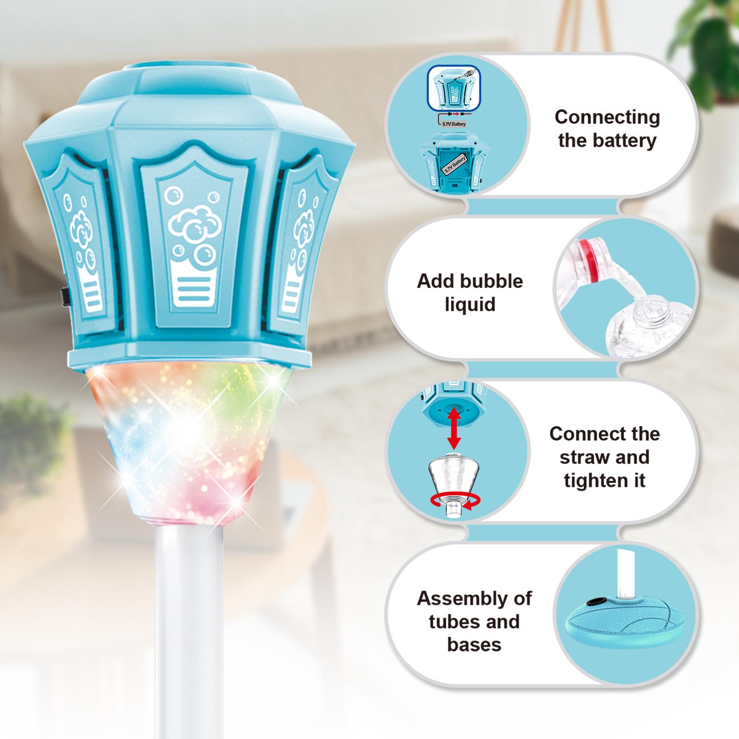 New Automatic Road Lamp Bubble Machine with Lights & Music, Outdoor Garden Bubble Toy, Perfect for Party, Wedding, Holiday Celebration