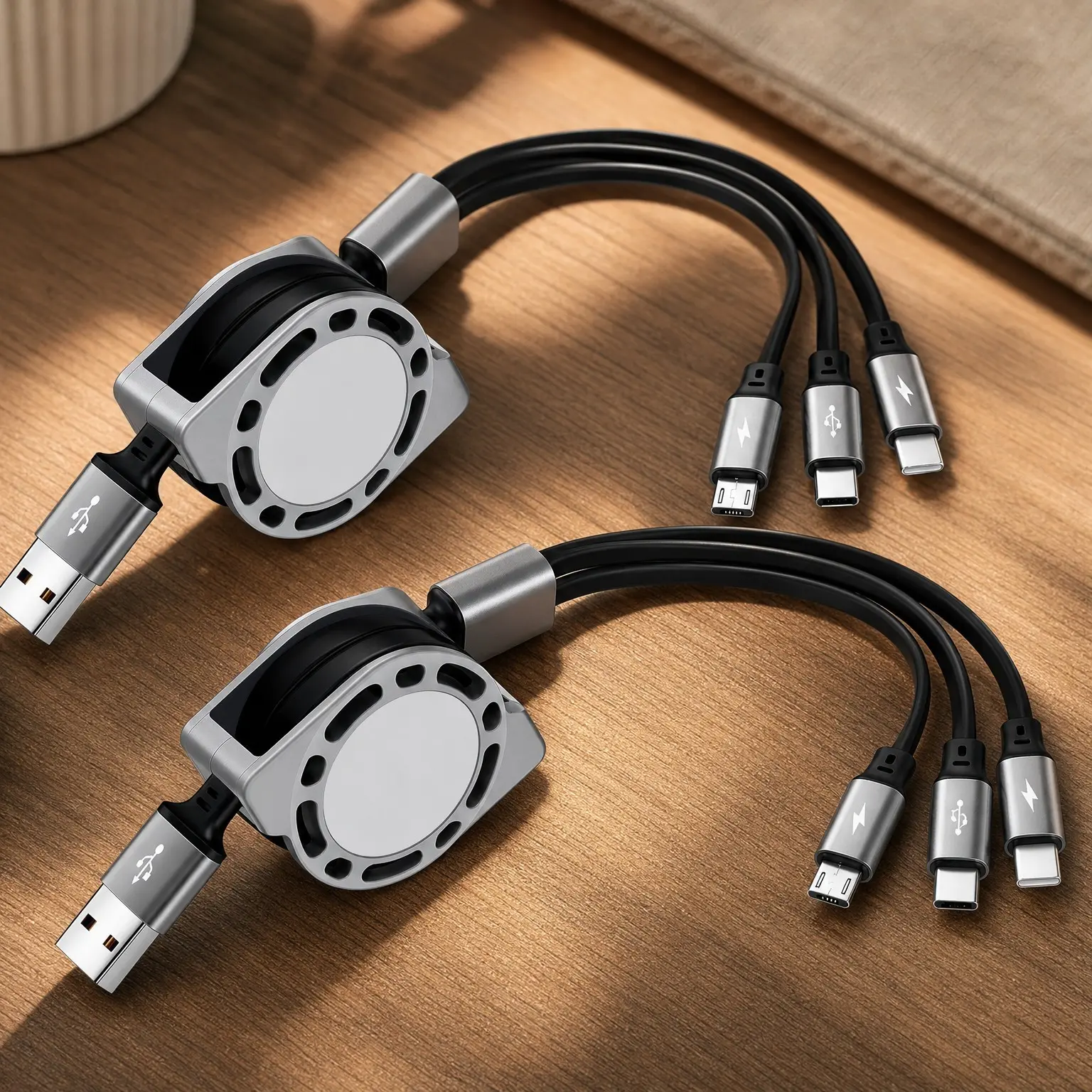 3 in 1 Retractable Multi Charging Cable 3A, Fast Charging & Data Sync Cord with Lightning/Type C/Micro USB Ports for Cell Phones, 4ft Car Charger Cord for Multiple DevicesGift