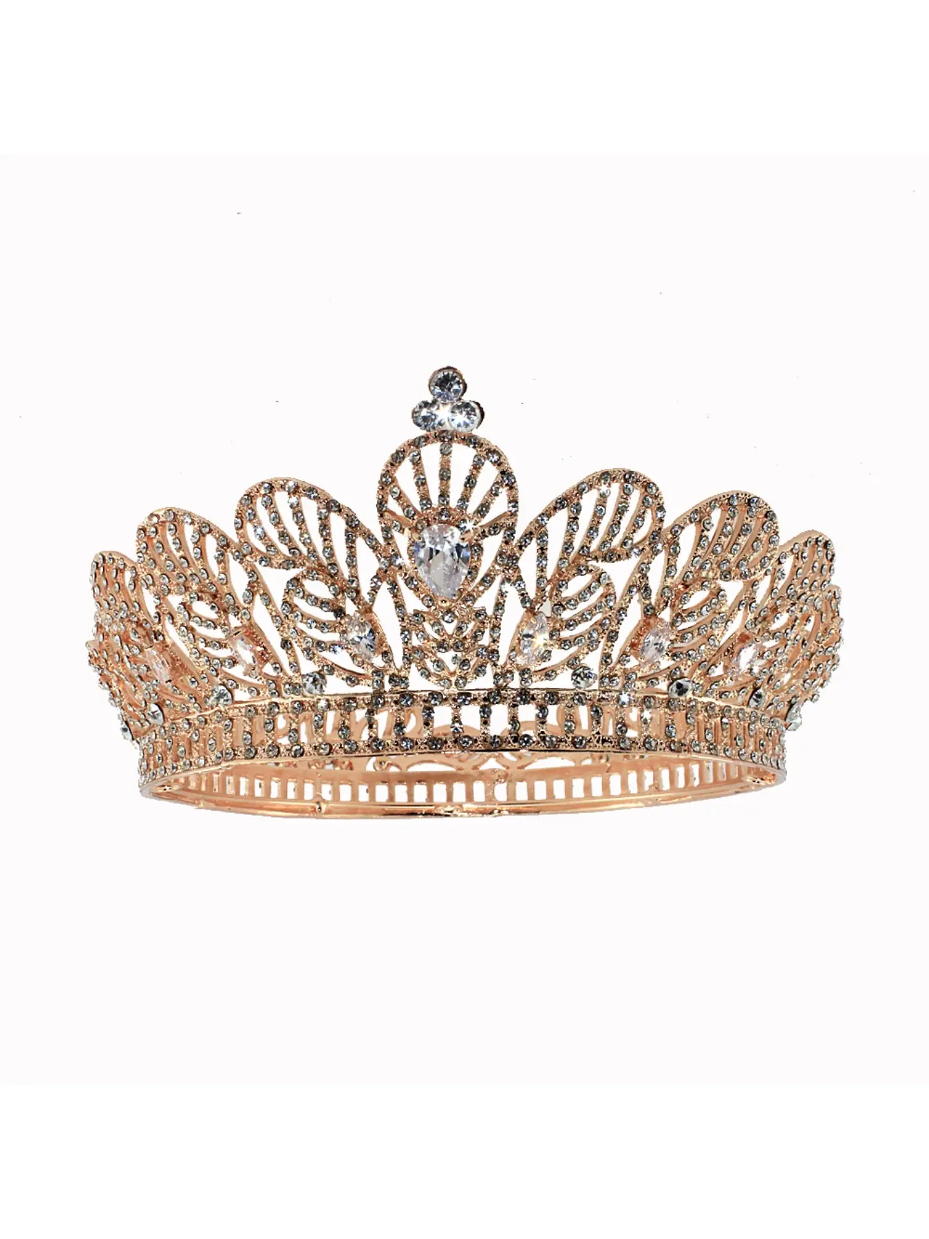 European and American New Zircon Tiara Headpiece Bridal Crown Accessory High-End Alloy Diamond-Encrusted Full Circle Birthday Crown