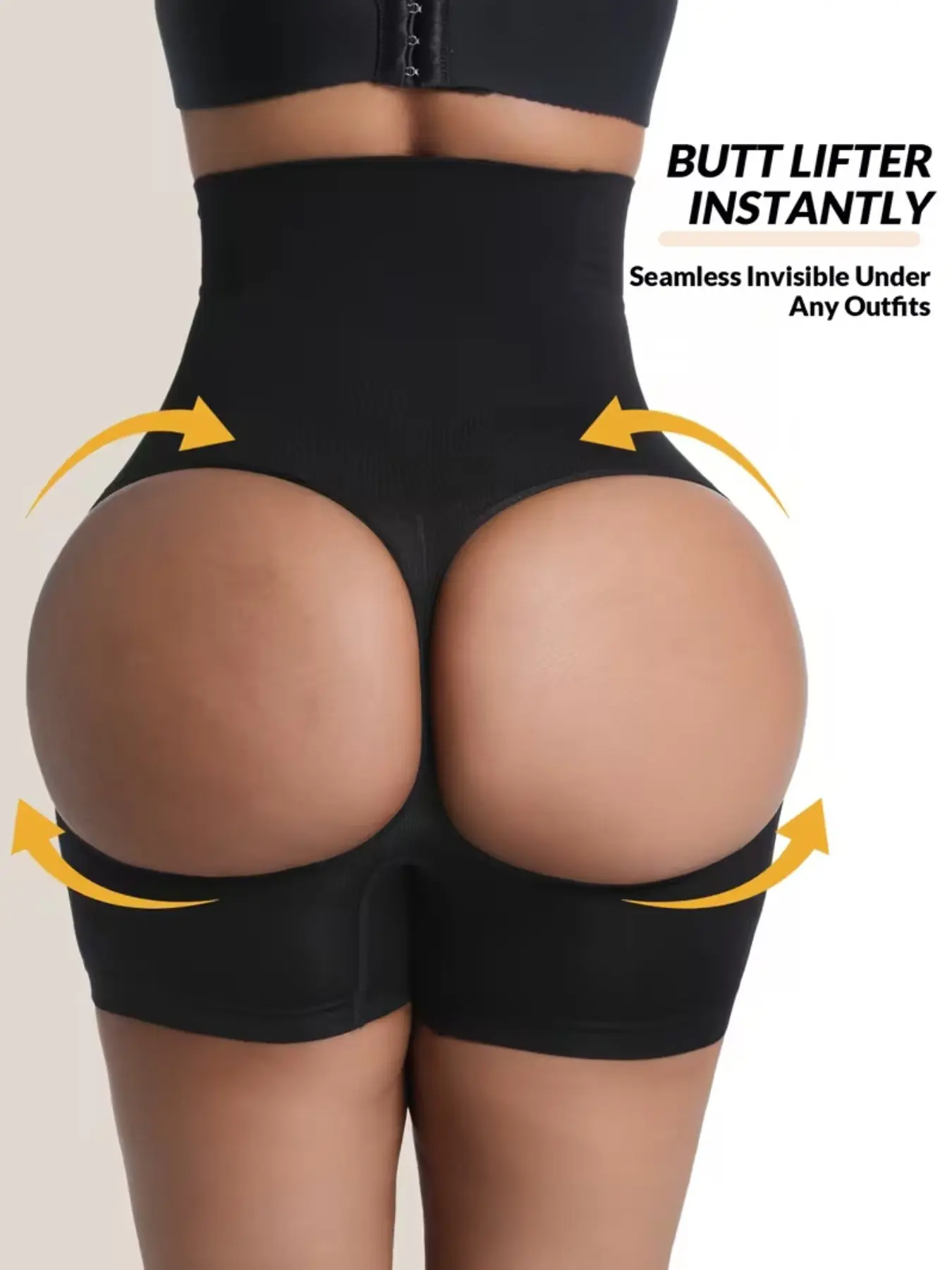 Women's BBL Effect High-Waist Tummy Control Seamless Shapewear Shorts, Hip Cutout Butt-Lifter Body Shaping Panties Underwear for Daily & Party Elegance