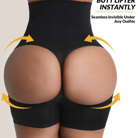 Women's BBL Effect High-Waist Tummy Control Seamless Shapewear Shorts, Compression Shapewear Underwear, Hip Cutout Butt-Lifter Body Shaping Panties Underwear for Daily & Party Elegance