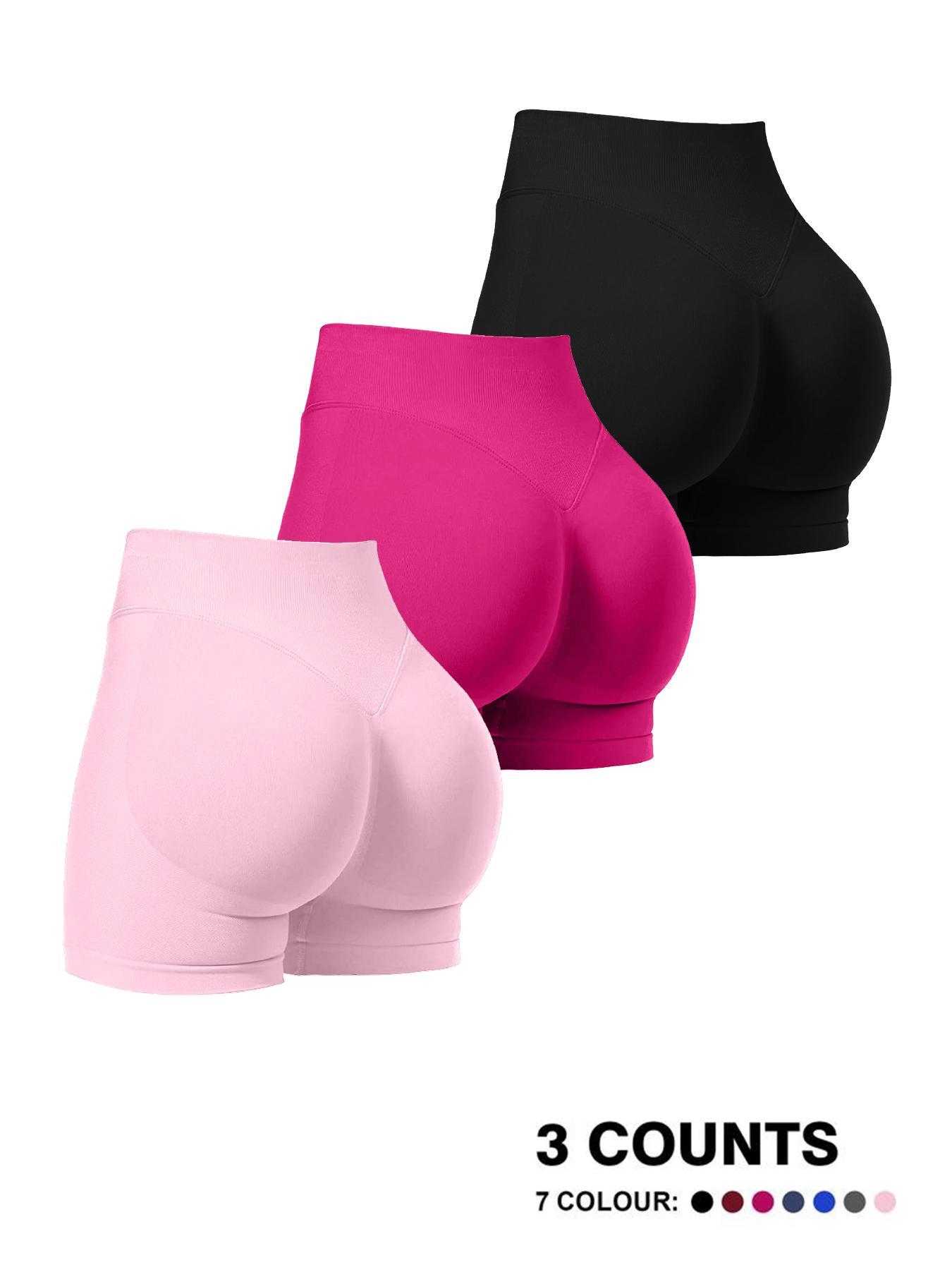 Women's Solid Color Seamless Gym Shorts, Butt Lifting Skinny for Yoga Gym Workout Running, Ladies Sportswear for Indoor Outdoor Wear Seamless Breathable Shorts