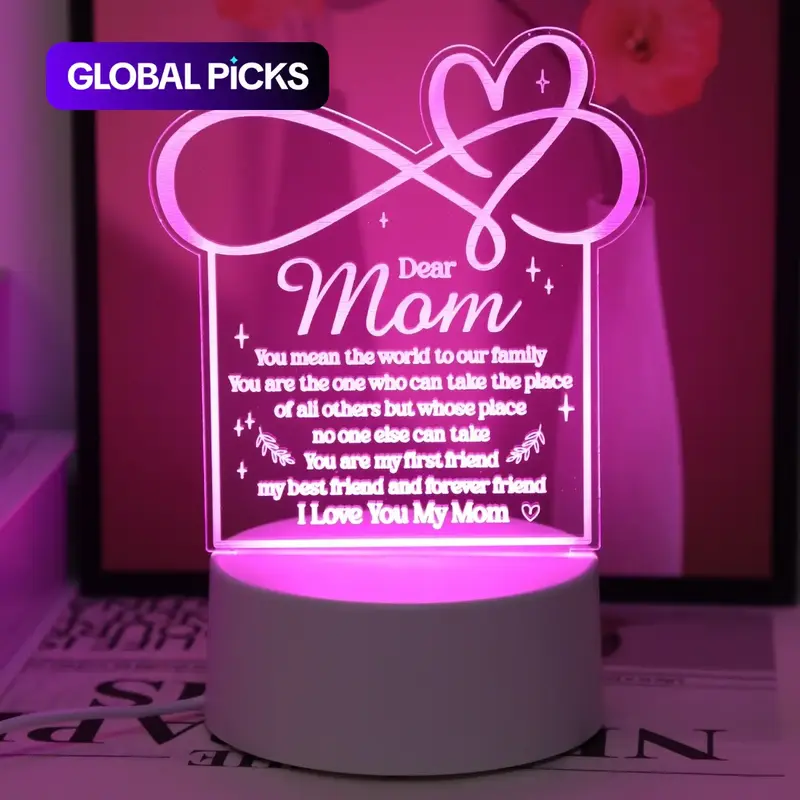 To My Mom Letter Pattern Night Light, USB Powered Desktop Decorative Light, Creative Gift for Mom, Birthday Gift, Mother's Day Gift