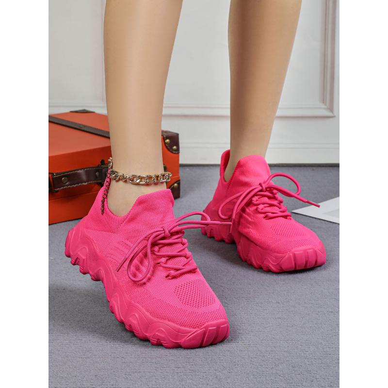 Women's Sock-Fit Lightweight Training Sneakers Zero Gravity Running Shoes for HIIT Yoga 24/7 Hustle Air-Weave Mesh Lace Up Low Top Hot Pink Sneakers