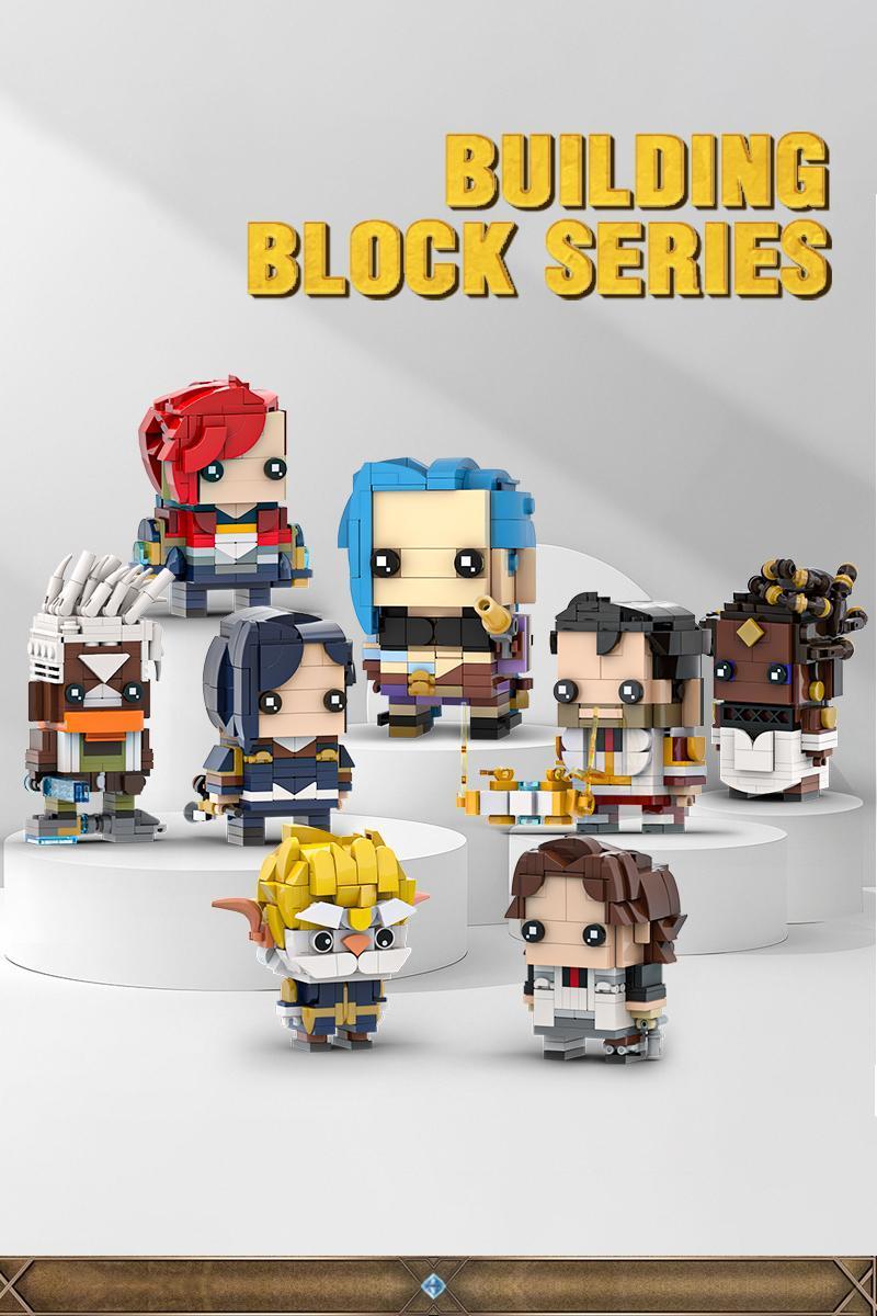 MOC Anime Arcanesed Figure Building Block Scientist Jayce Caitlyn Jinx Vi Warrior Hero Action Doll Brick Toy Gift