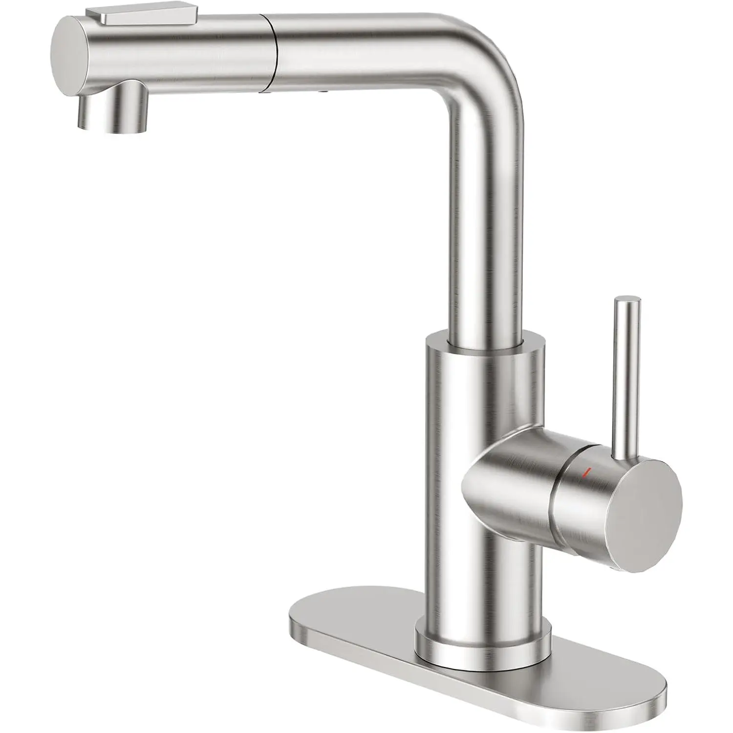 Kitchen Faucet with Pull Down Sprayer - Pre Wet Bar Sink Faucets Single Hole/Handle - Brushed Nichel Stainless Steel Small Faucet for Mini Sink RV Outdoor Utility Laundry Room Faucet