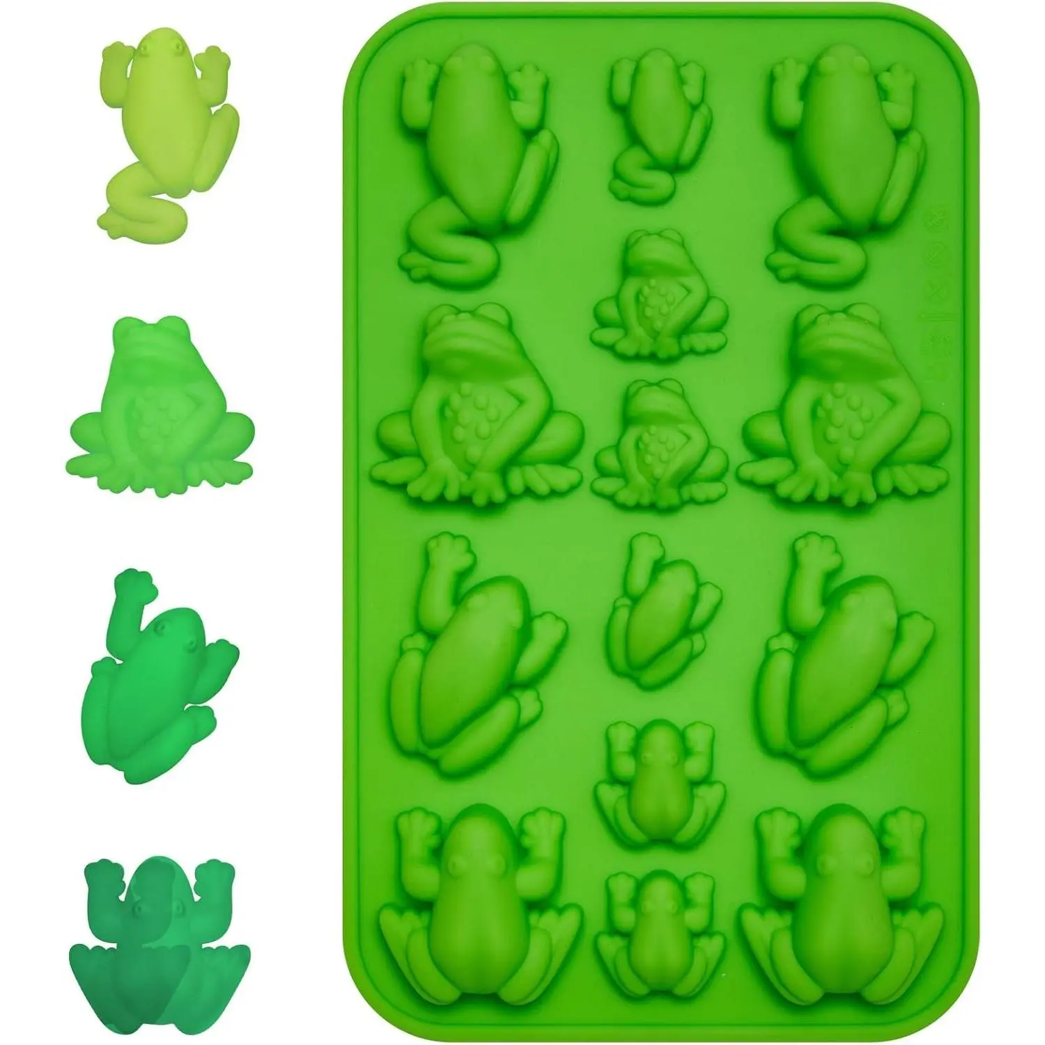 Frog Silicone Mold Nonstick Chocolate Molds for Gummies Jelly Ice Cubes Fondant Soap Ten Plagues Silicone Tray for Parties and Desserts Green 1 Pc