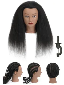 18 Inch Real Hair Mannequin Head, Training Head for Hairdresser Practice, Braiding & Styling, Includes Clamp Stand, Adjustable Stand, 200g, All Seasons