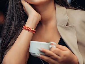 Bivei Natural Gemstone Semi Precious Healing Crystals Handmade Stretchy Round Beads Bracelet,Stocking Stuffers for Women Enhance Positive Energy