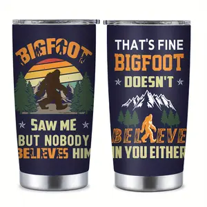 20 oz Bigfoot themed stainless steel thermos cup - the perfect gift for fathers, brothers, husbands |   The ideal choice for travel and coffee |   Hand wash only |   Reusable