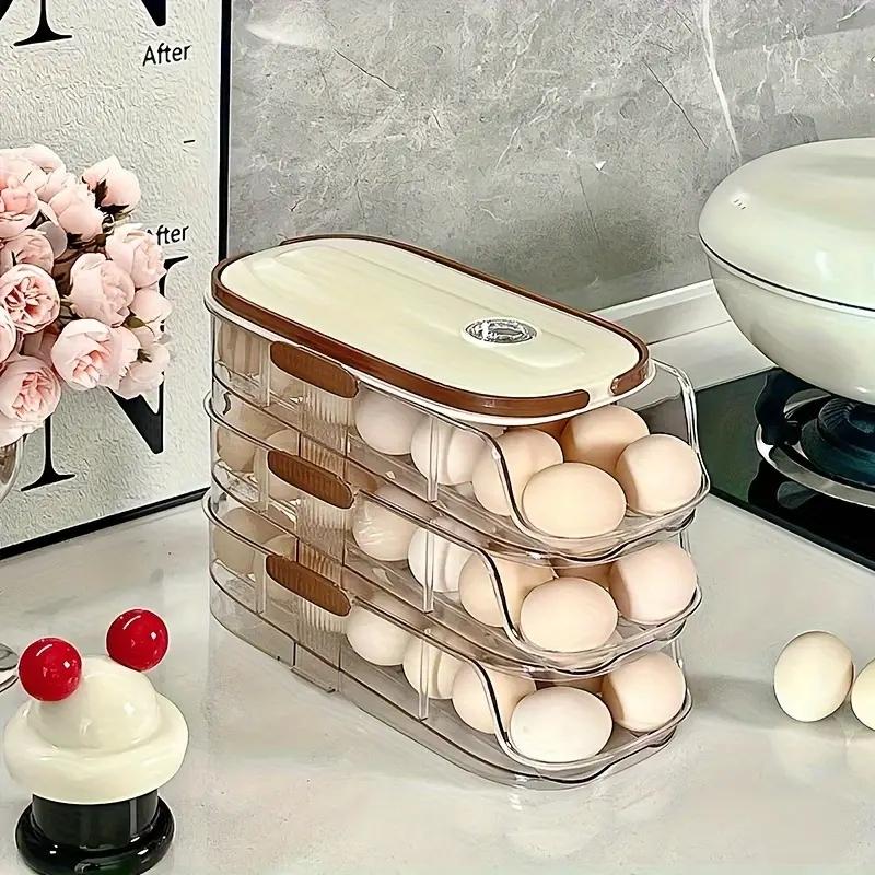 Automatic Egg Rack, Space-Saving Design, Stackable Fridge Organizer, Refrigerator Storage, 1/2/3 Layer Options, Durable PP+pet Material, Perfect for Refrigerator Organization