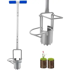 Updated Bulb Planter Long Handle for Digging, 5-in-1 Lawn and Garden Tool,sod Plugger Tool,Weeding,Soil Sampler, Transplanting,Sod Plugger Bulb Transplanting （Height Adjustable ）