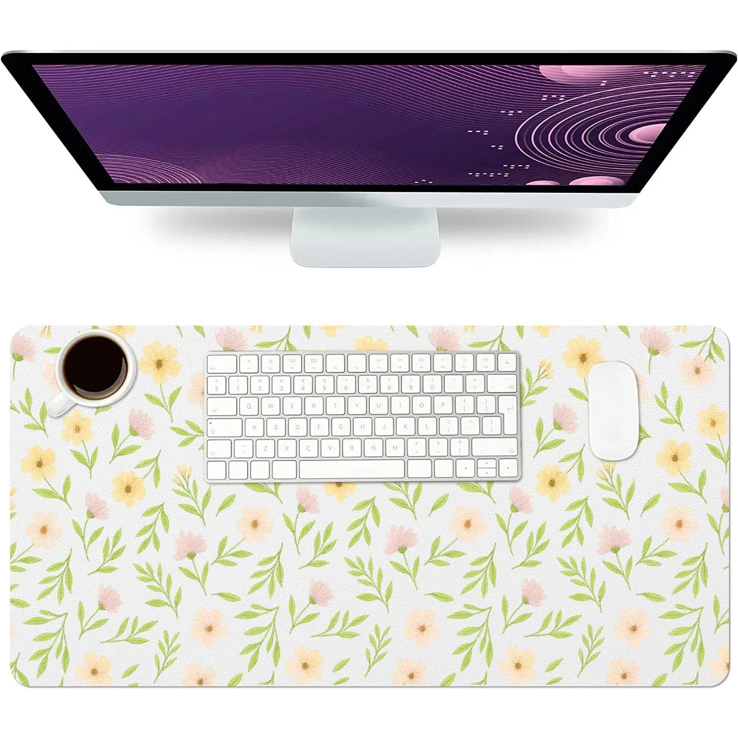 Women's 31.5x15.7" Foldable Flower Desk Pad - Waterproof, Non-Slip Rubber Base, Laptop/Mouse Mat, Office Desktop Protector Writing Pad, Desk Protector