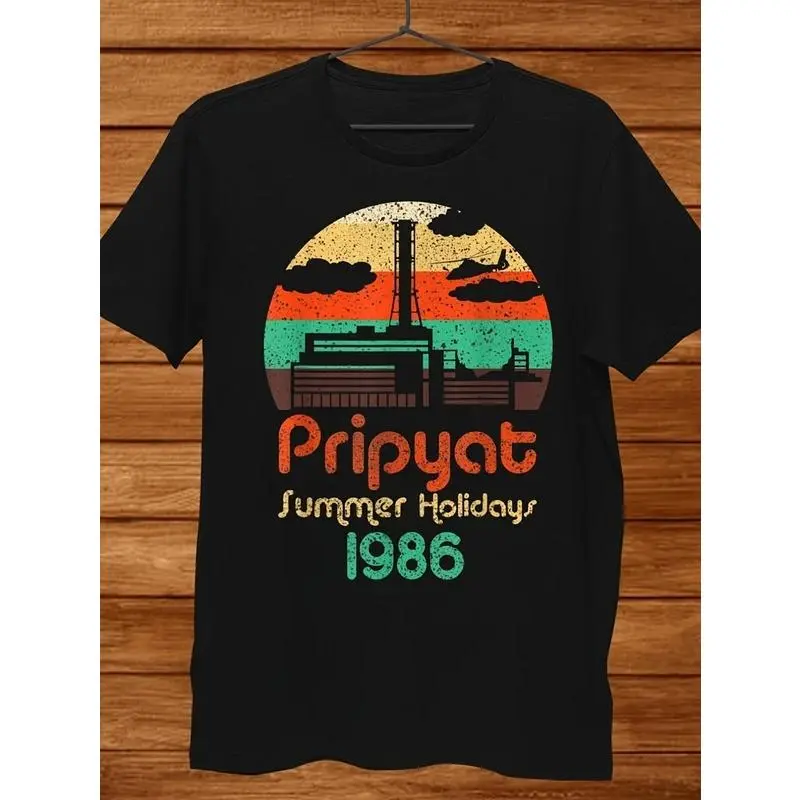 Pripyat Chernobyl Retro T-shirt Women -1986 Summer Print Retro Nuclear Disaster Round Neck Short Sleeved Shirt Graphic T Shirts