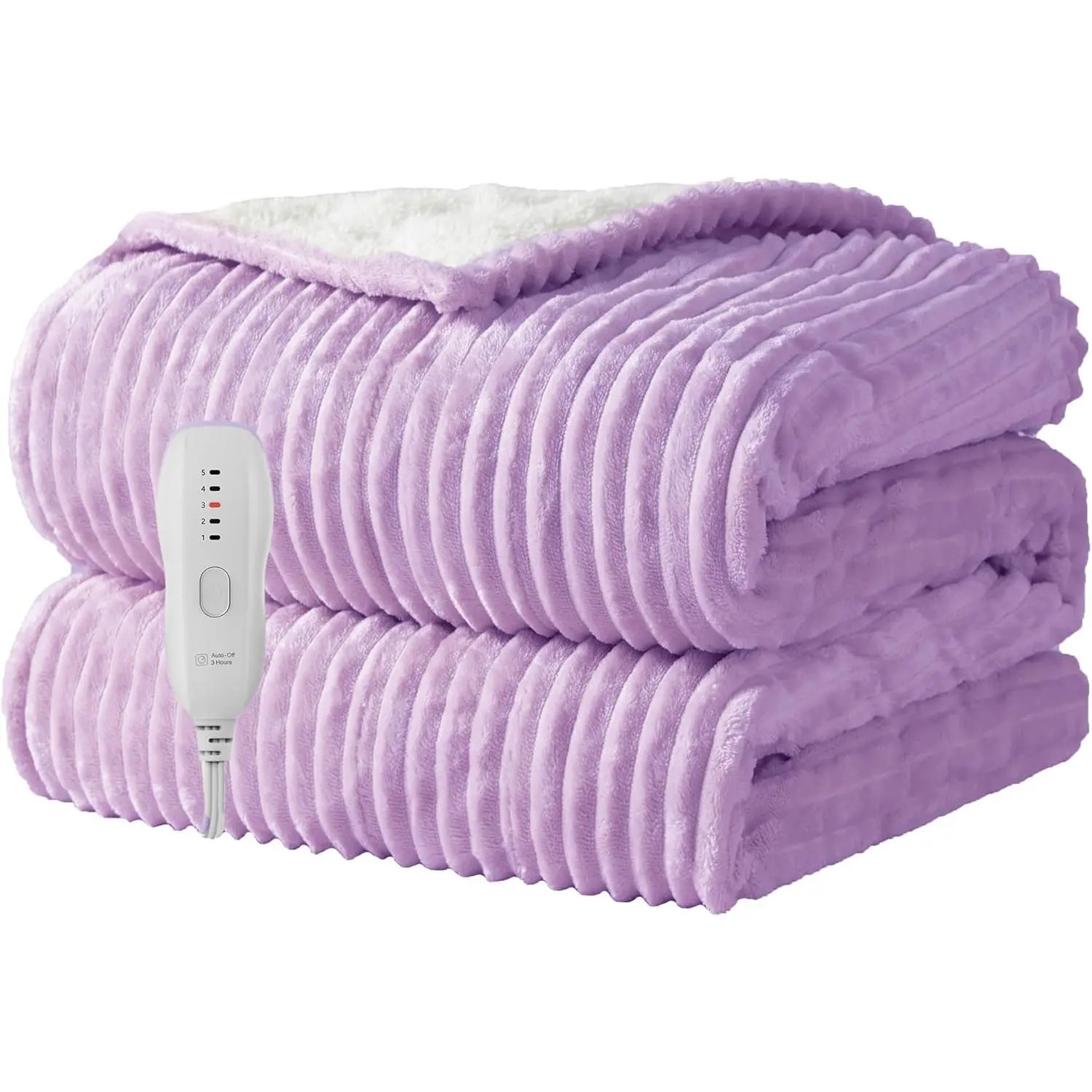 Electric Heated Throw Blanket, 50x60 in Cozy Purple, 5 Heat Settings, 3-Hour Auto Shut-Off, ETL Certified, Machine Washable with Heat Control (Indoor Recreation Gear for Leisure Use)