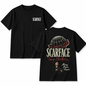 Scarface “The World Is Yours” Vintage Movie Tee | Tony Montana Streetwear Meme Shirt | 100% Cotton Premium Graphic T-Shirt (Front & Back Print)