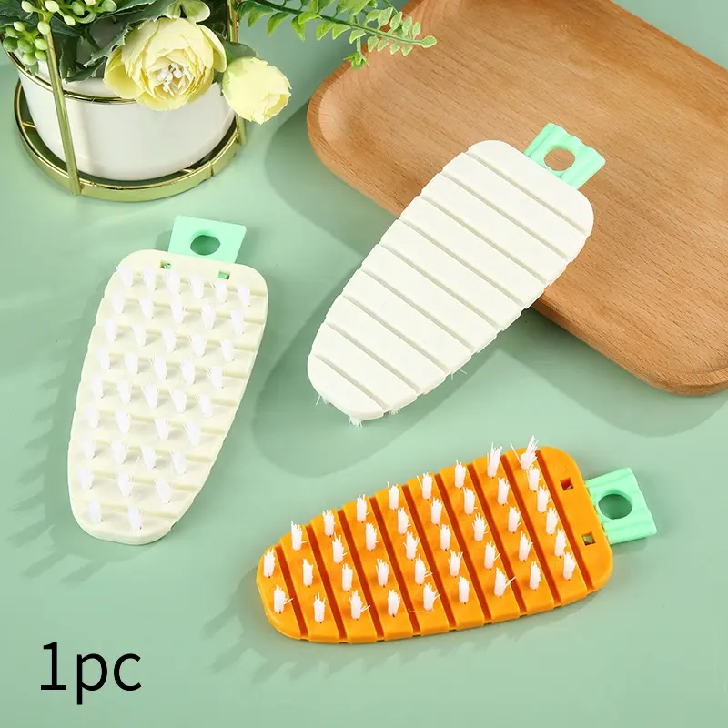 1pc Creative Carrot-Shaped Flexible Cleaning Brush with Bendable Long Handle, Soft Gentle Bristles for Scratch-Free Fruit & Veggie Washing, Portable Kitchen Helper for Potatoes, Radishes and Chinese Yams for Household Use