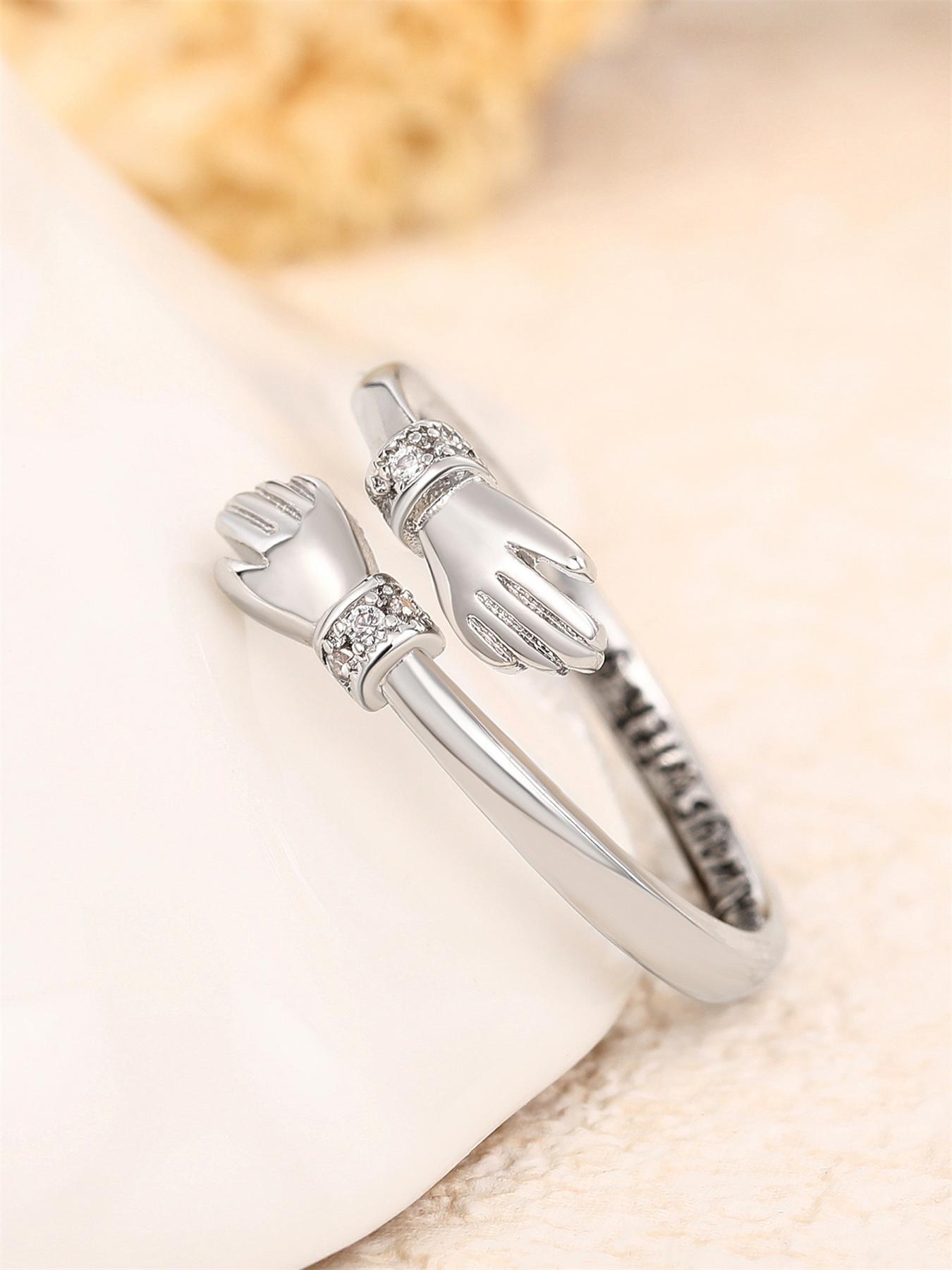 Couple Fashion Letter Design Rhinestone Inlaid Copper Ring, Wedding Engagement Party Jewelry for Women & Girls, Exquisite Jewelry for Gift, Fashion Promise Ring, Unique Rings, Alphabet Design Ring