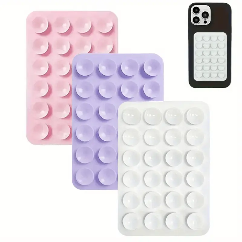 3 Pack Silicone Suction Cup Phone Mount Sticker Strong Adhesion Reusable Washable Stick to Smooth Surfaces Multifunctional Phone Holder for All Phones
