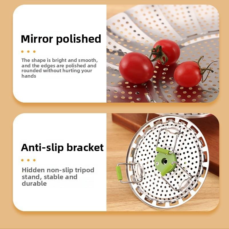 Stainless Steel Folding Steamer Lotus Telescopic Steamer Multifunctional Telescopic Fruit Plate Xiaolongbao Steaming Grid