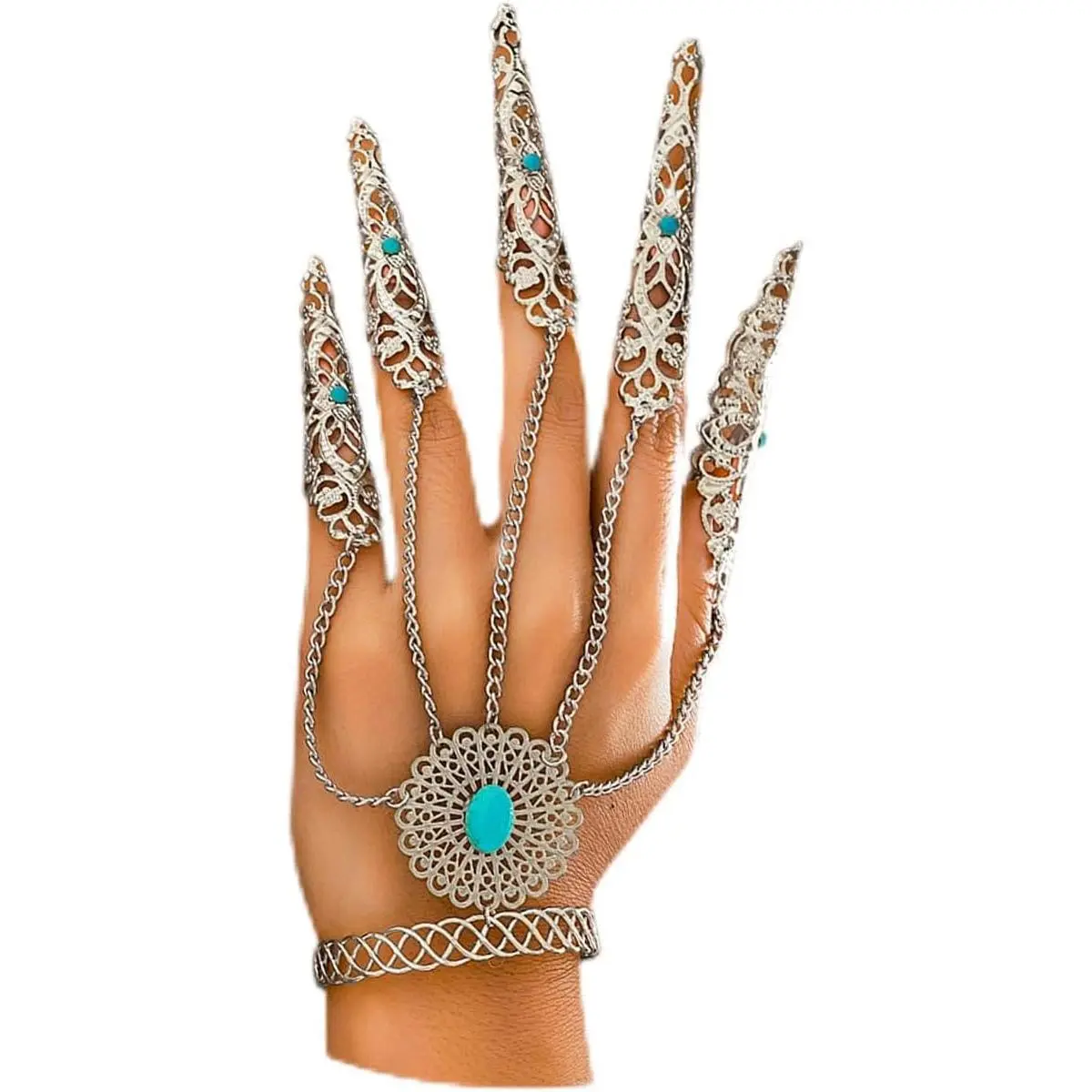 Summer Punk Butterfly Finger Bracelets with Ring,Exaggerated Finger Wrist Chains Rings Bracelets Gothic Link Chain Finger Bracelet Festival Halloween Hand Chain   for Women