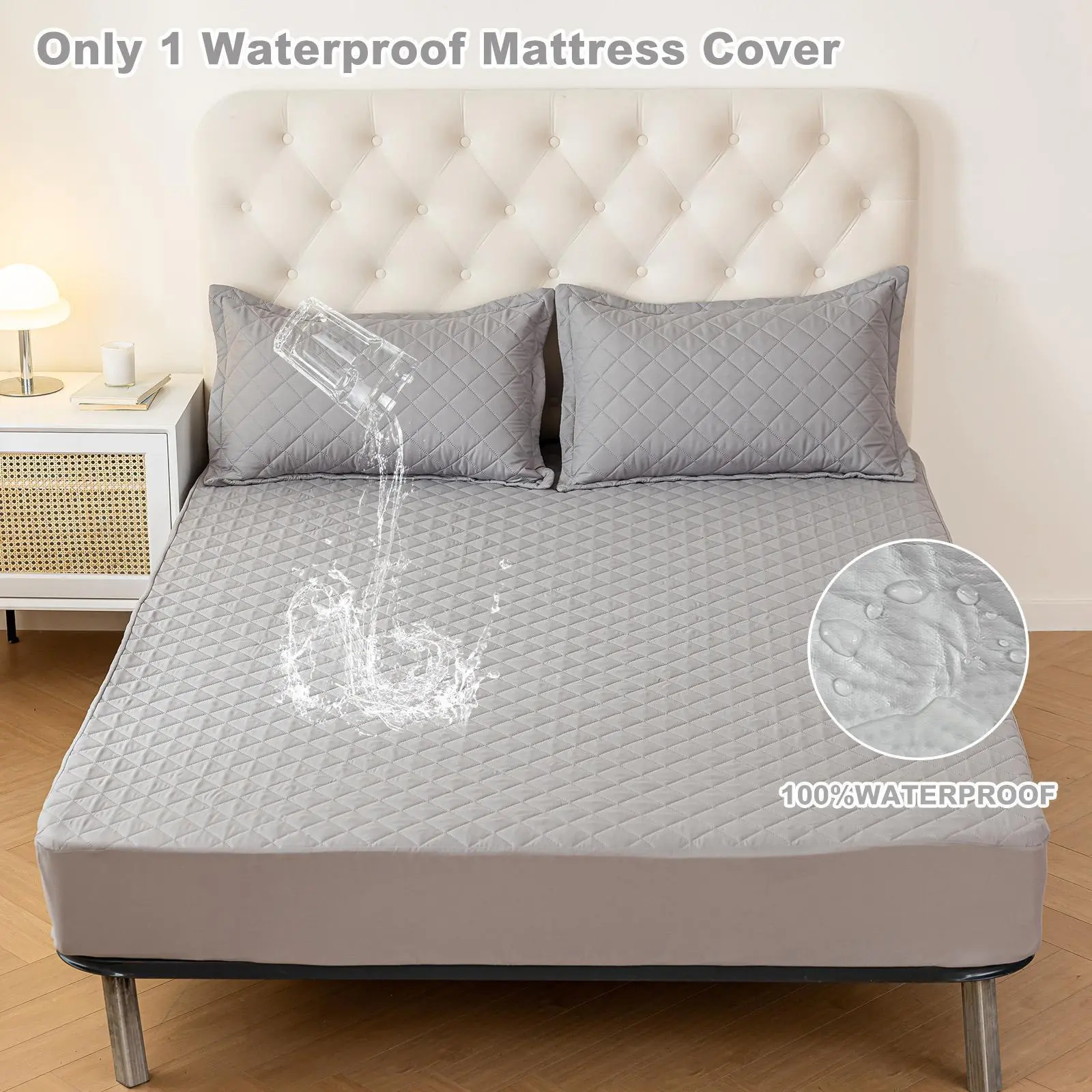 Solid Color Waterproof Mattress Cover Twin Full Queen King Size,Soft Pillowcase for Bedroom Guest Room Accessories Washable Bed Protector, Dust Covers, 137*190Cm, Mattress Cover Protector, 198*203Cm