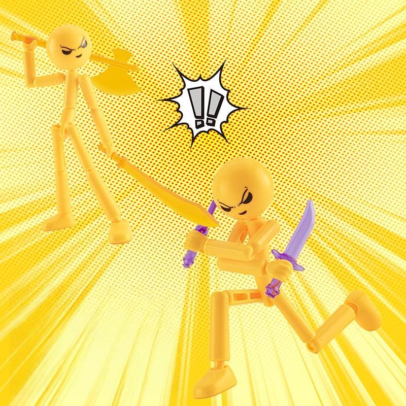 2PCS Novelty Action Figure Stickman Assembled Robot Movable 3d Printing Mannequin Multi-jointed Stickman Toy