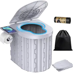 Portable Toilet,Upgraded 15'' toilet With Removable Paper Holder,Camping Toilet With A Load Capacity Of 450 Lbs,Portable Potty for Camping,Hiking,Road Trip,Car,RV,Tent,Beach,Truck Drivers