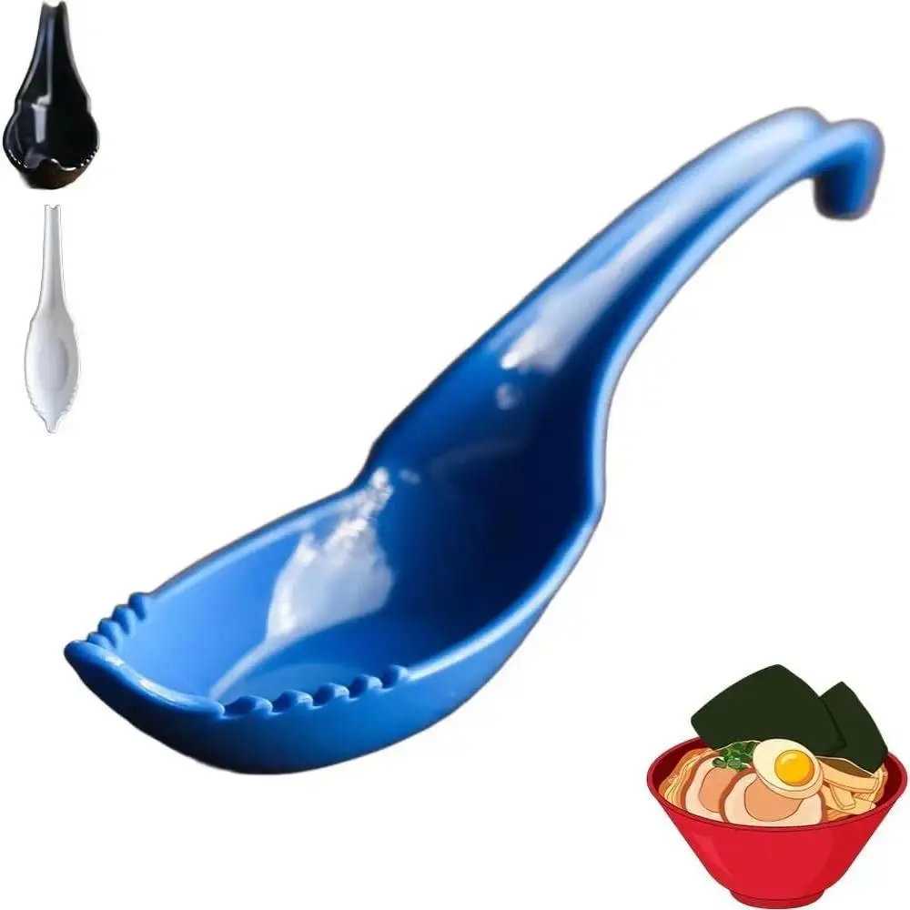 with Fork Noodle Soup Spoon 2 In1 Long Handle Ramen Spoon High Temperature Resistant Kitchen Supplies Milk Spoon
