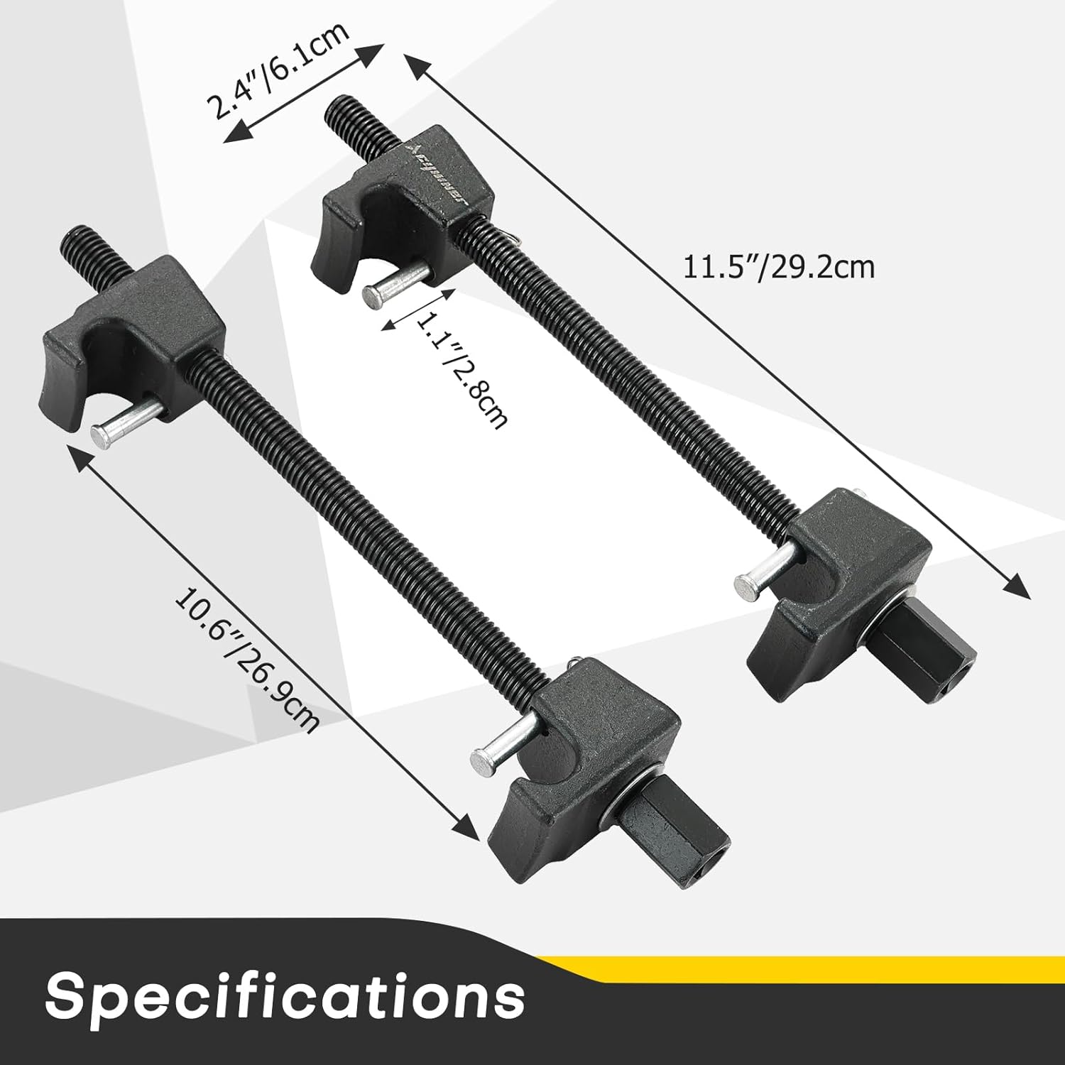 Macpherson Strut Spring Compressor Tool Kit | Universal Coil Spring Compressor Tool, 1/2" Square Drive Heavy Duty Strut Compressor for   ,with Detent Pins,Set of 2,300mm