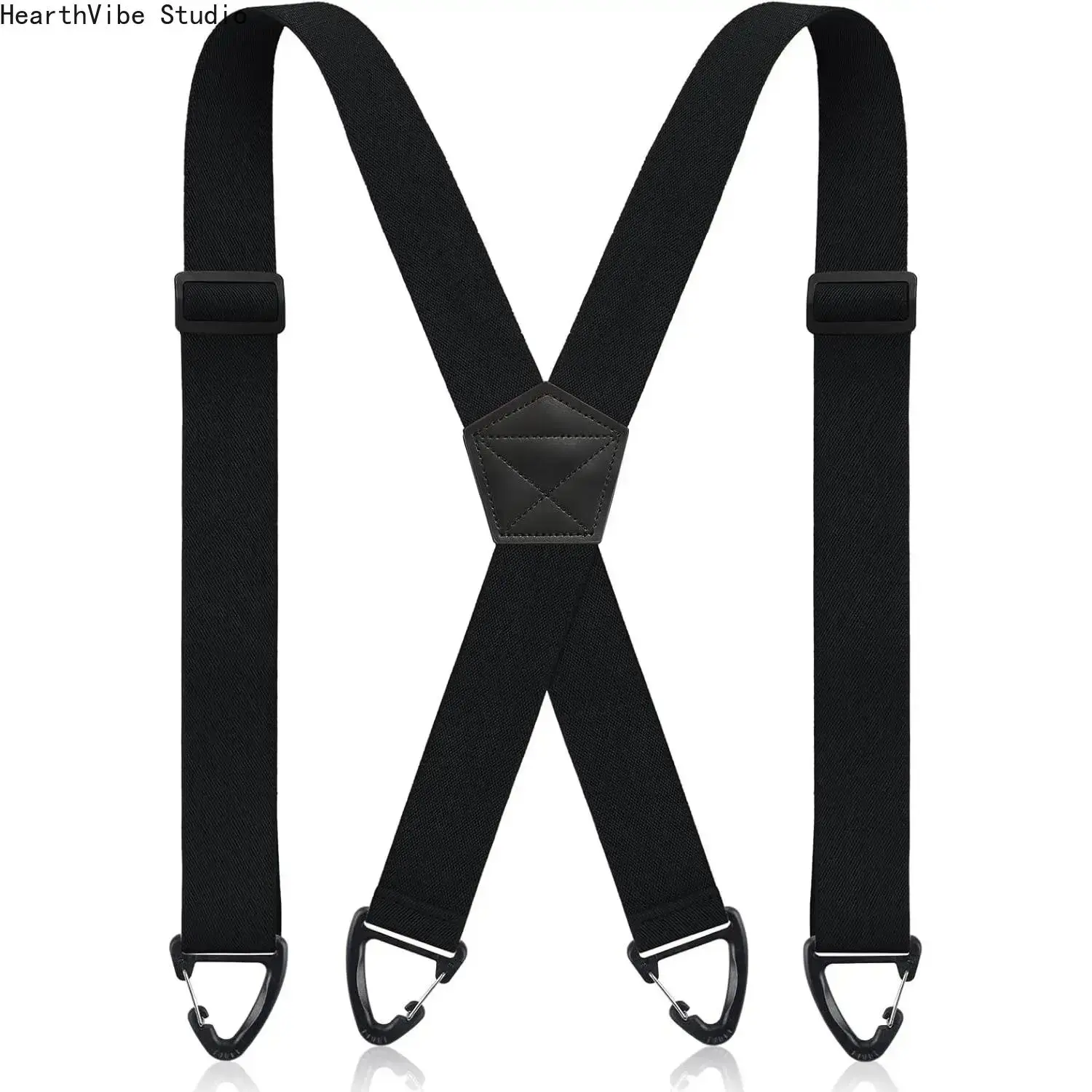 Heavy Duty Hidden Suspenders for Men, 1.5in Adjustable X-Back Under Clothing Underwear Braces with Strong Plastic Clips, Comfortable Elastic Band for Tuxedo Suits, Eases Waistband Pressure, Black