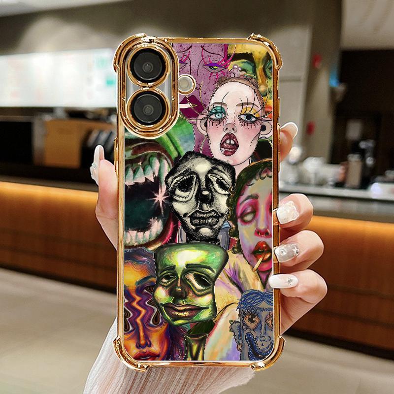 Psychedelic Surreal Faces Phone Case – Vibrant Pop Art & Distorted Portrait Aesthetic Design Phone Case For iPhone 17 16 15 14 13 12 11 PRO PLUS MAX Phone Case
