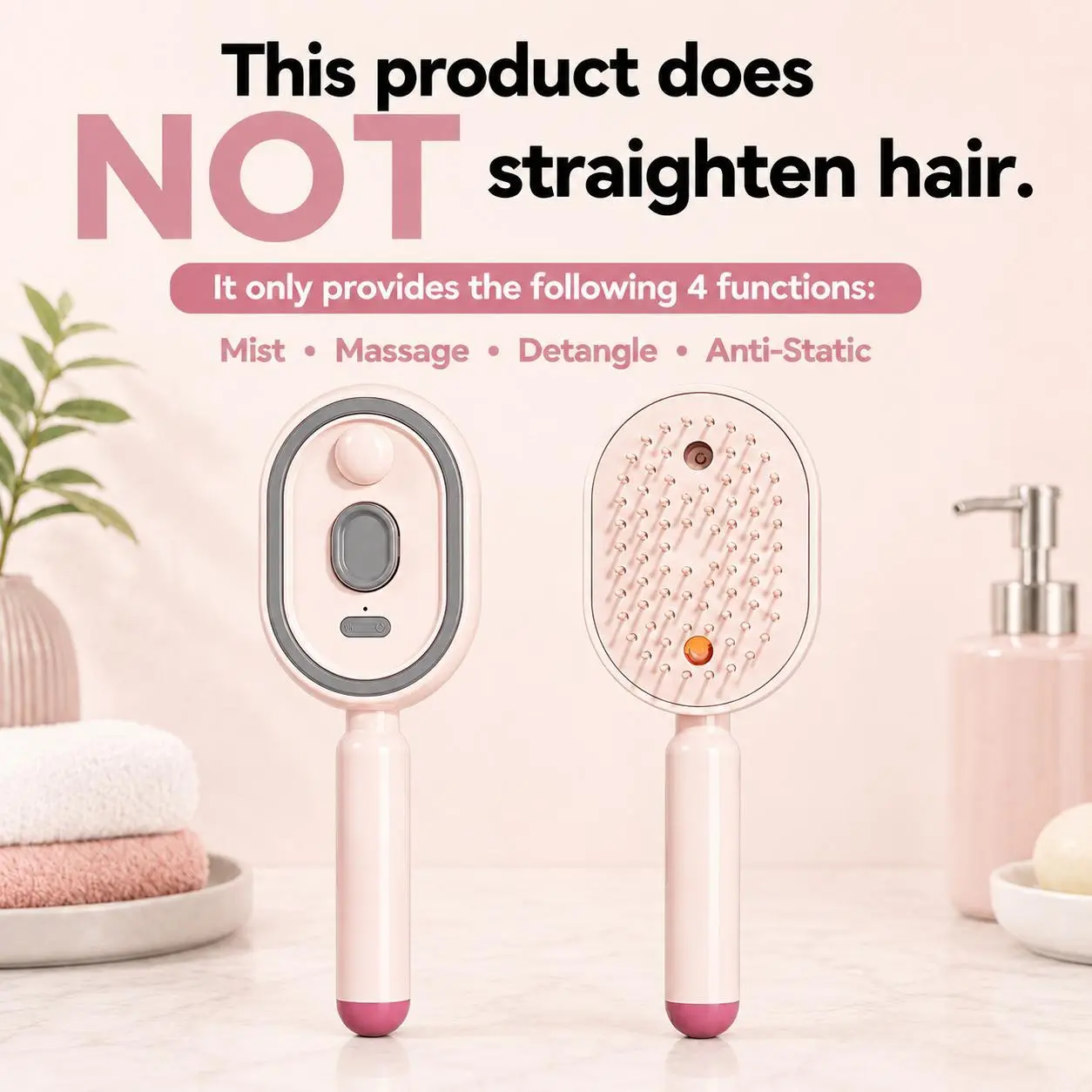 Electric Air Cushion Spray Comb, Self-Cleaning Anti-Static Hair Brush for Detangling, Volumizing, and Essential Oil Aromatherapy, Anti Static Hair Brushes & Combs, Detangle Hair Solutions