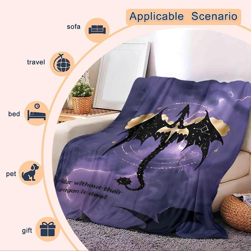 Dragon Pattern Flannel Throw Blanket Warm Cozy Lightweight All Season Use for Home Office Travel Camping Nap Soft Air-conditioned Room Blanket