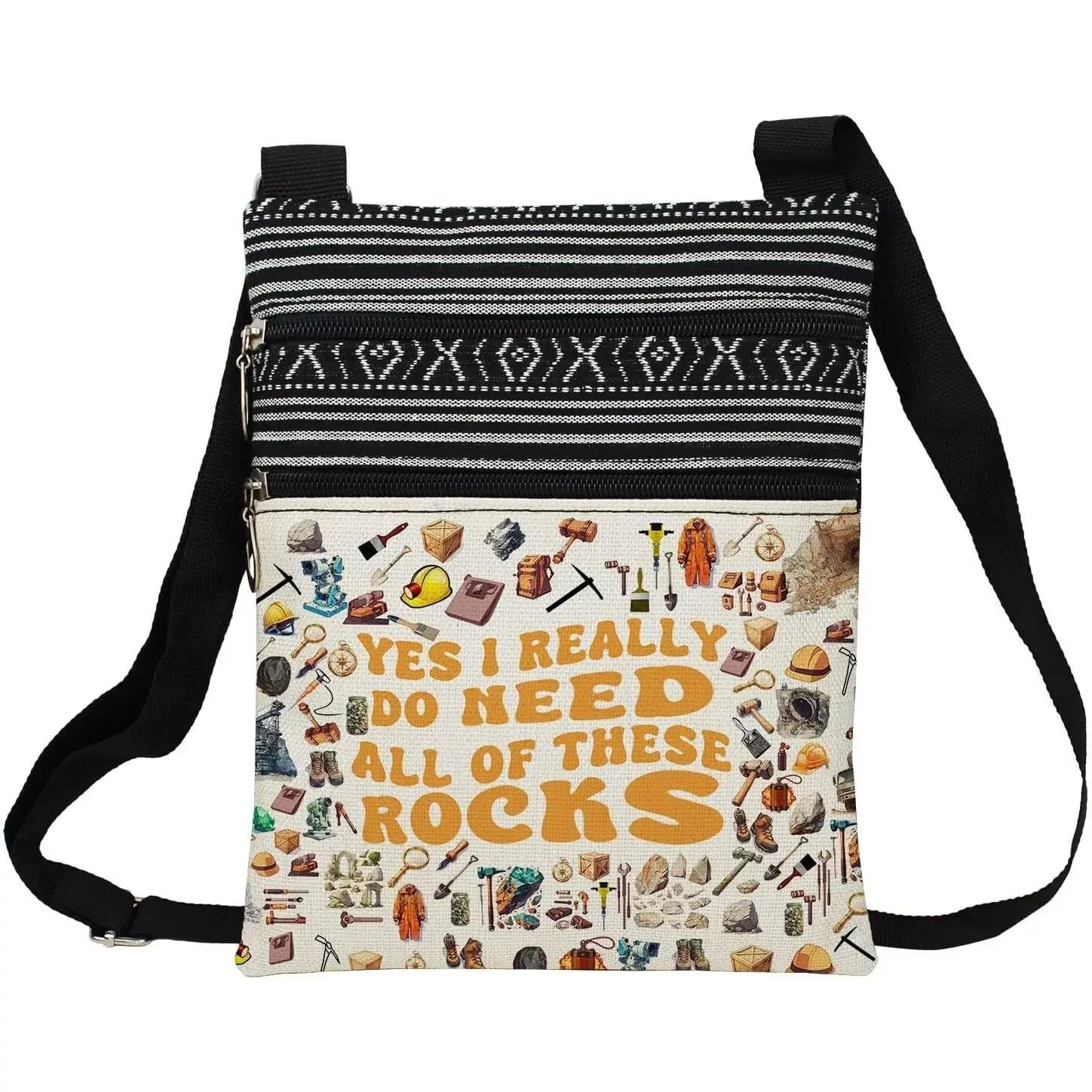 Need Rocks Messenger Bag Small Ethnic  Printed Adjustable Strap Crossbody Zipper Bag Funny Slogan Phone Bag Wallet Cute  Handbag for Geologists Rocksy Women