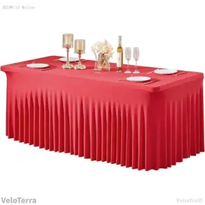 1 Pack Red Table Clothes for 6 Foot Rectangle Tables, One-Piece Wrinkle Resistant Stretch Spandex Table Covers Valentines Table Skirt for Event Banquet Wedding Birthday PartyVeloTerraPulseTrail5AB19Wild Motion