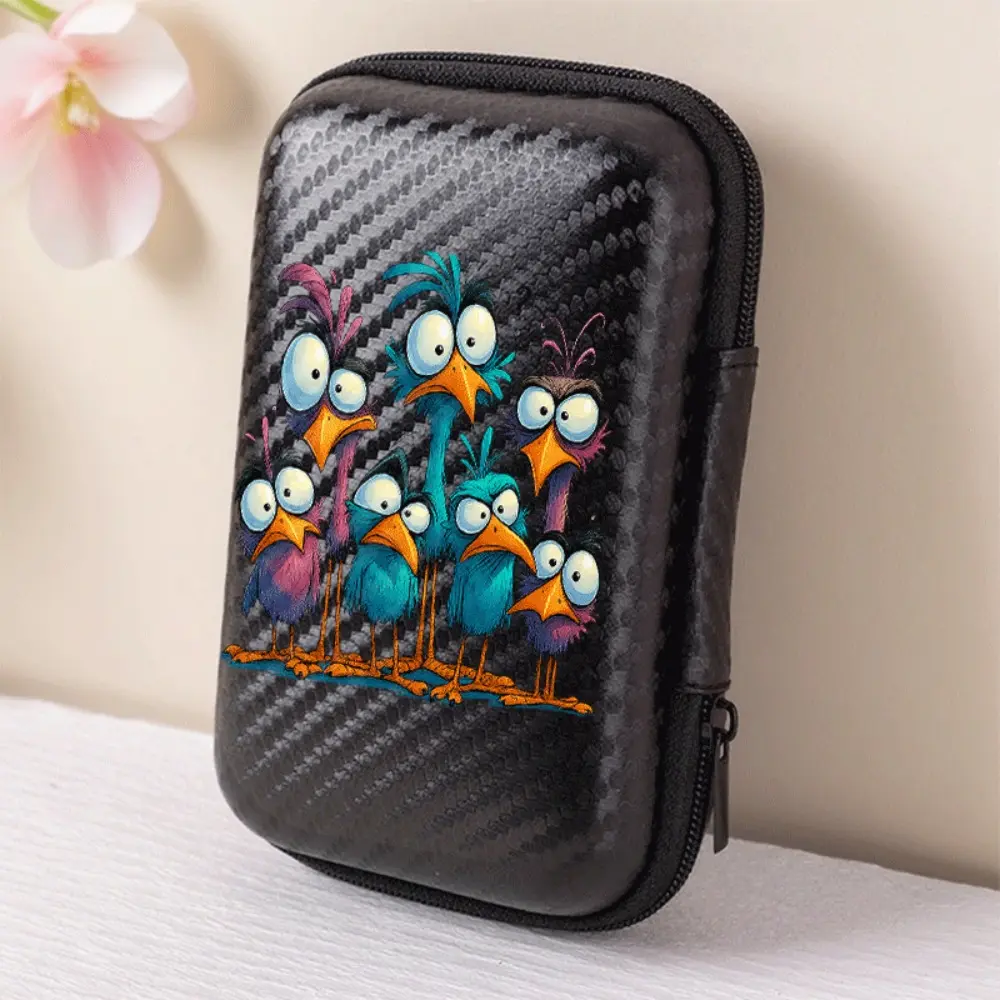Fun bird pattern storage box with mesh pocket and compact design - multi-color cable/headphone/charger storage box, suitable for office, travel, pet enthusiasts - durable and portable electronic accessory organizer