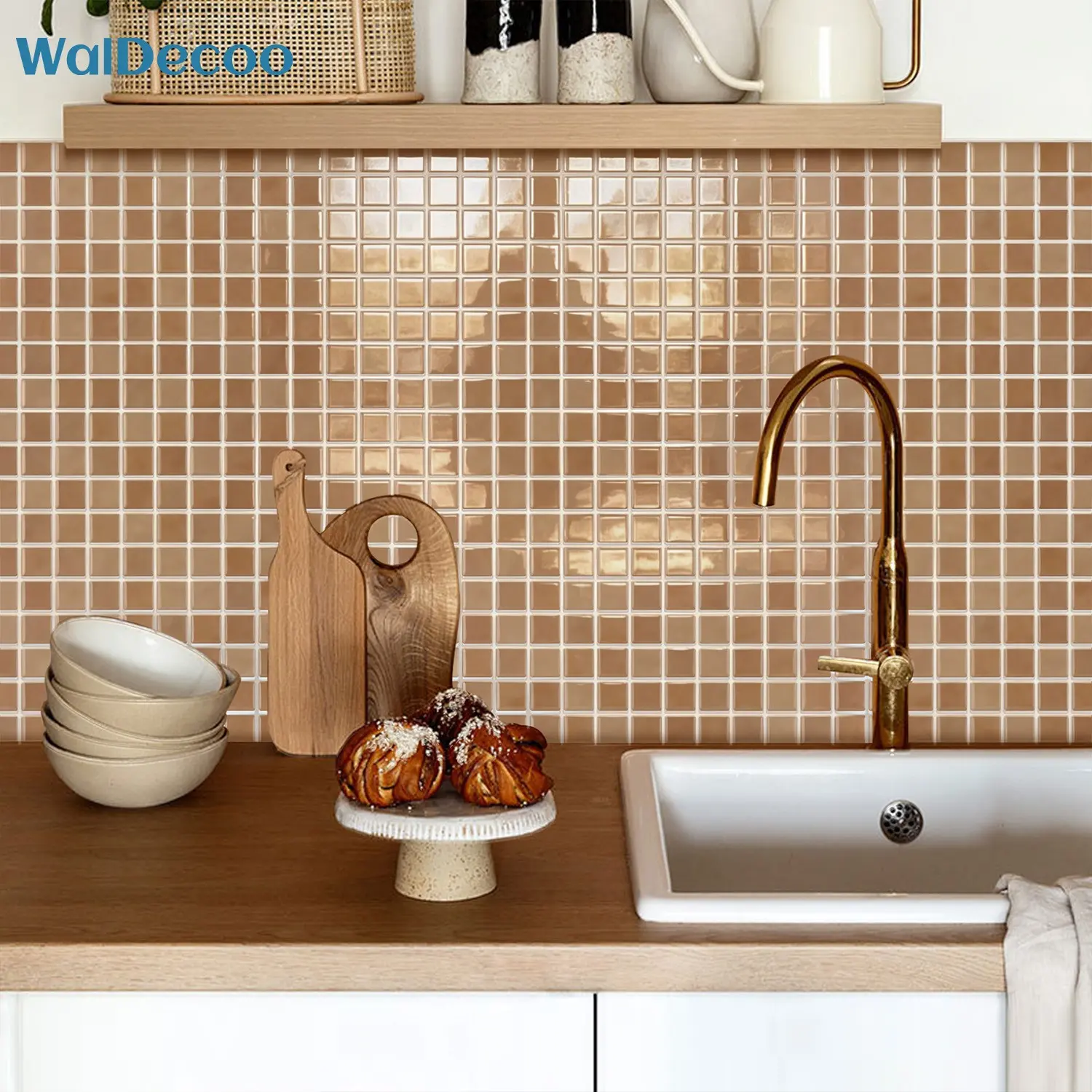 5/10 Sheets 3D Self-Adhesive Wall Tiles, Mosaic Square Tile Decals, Kitchen Stickers, Peel & Stick Waterproof Viny Wallpaper, Oilproof Moisture-Resistant Tile Sticker, Marble Wall Panel Sticker, Easy Install Remove, Kitchen Bathroom
