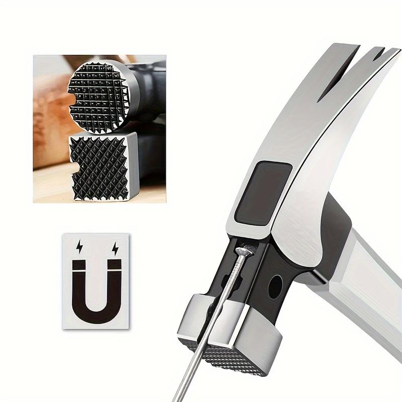 2-in-1 High Carbon Steel Claw Hammer with Nail Puller - Double Groove Design, Round Head Safety - Ideal for Home, Industrial, and Emergency Use, Portable for Carpentry and Camping