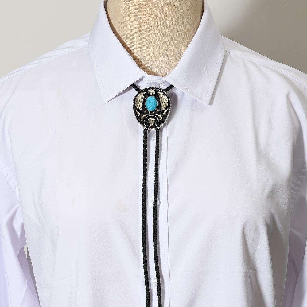Men's Tie Turquoise Necklace Personalized Indian Western Cowboy Bolo Tie Necklace for Men and Women Couples Party Tie Daily Work Tie Pre-tied Bow Tie
