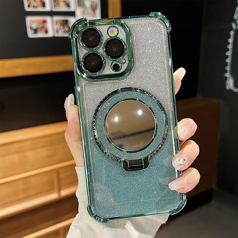 OREKROY Mirror Bling Case Ring Kickstand MagSafe Cover For iPhone 16 Pro Max 15 14 13 12,Anti-fall Shockproof Bling-bling twinkle Phone Cover,Phone Accessories OREKROY Mirror Bling Case Ring Kickstand MagSafe Cover For iPhone 16 Pro Max 15 14 13 12,Anti-fall Shockproof Bling-bling twinkle Phone Cover,Phone Accessories