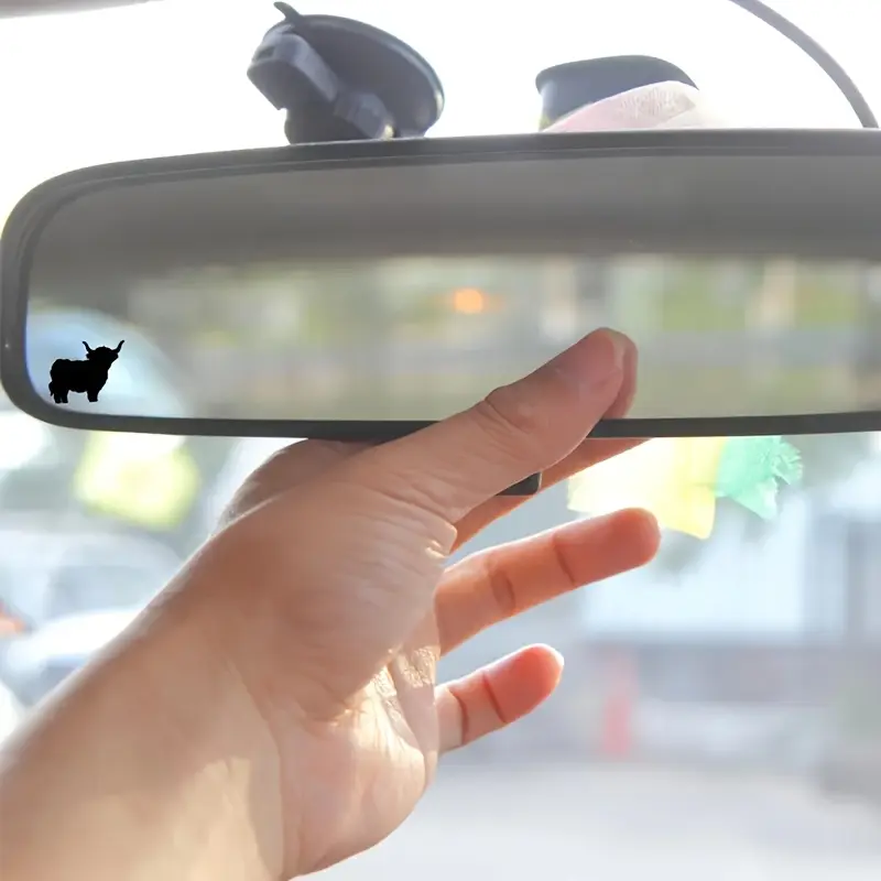 Mini Highland cow stickers, Highland cow rearview mirror decals, mini decals, vinyl car stickers
