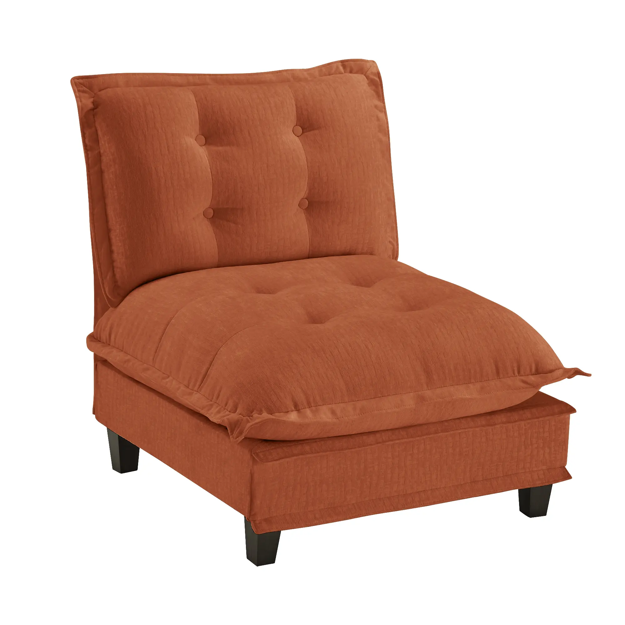 ARCH Modular Armless Sofa Chenille 1-Seat Single Sofa for Living Room, Compact Couch with High-Density Foam, Solid Wood Frame, Metal Backrest, Easy Assembly, 33.86Wx30.71Dx35.43H in, Orange, Orange Color Options, Chenille Material