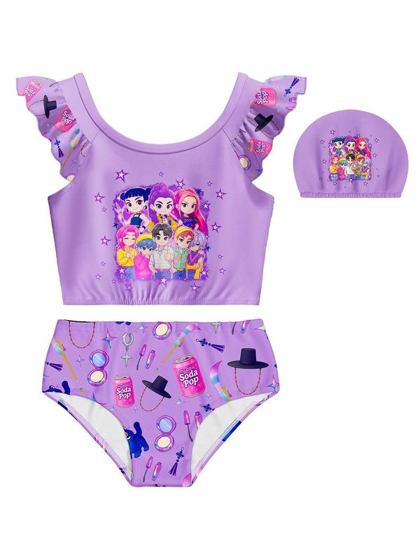 Kpop Demon Hunters Rumi Mira Zoey Costume Girl Swimsuit Set, 3-Piece Swimwear, Spring Summer Fashion, Perfect Gift for Girls