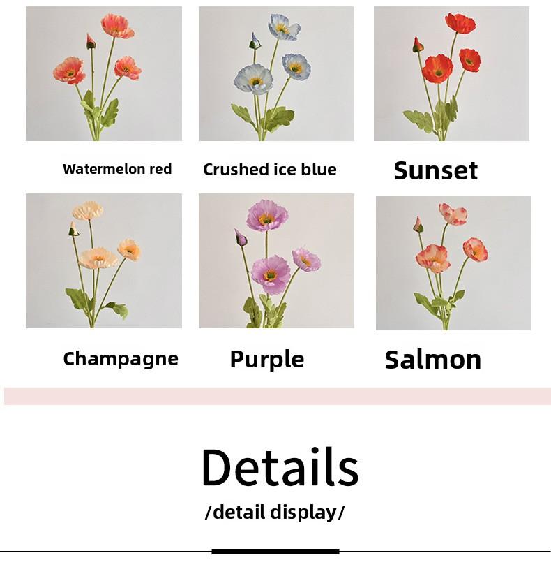 Poppies Artificial Flowers High-End Realistic Wedding Scene Arrangement Home Decoration Ornaments Artificial Silk Flowers Fake Flowers