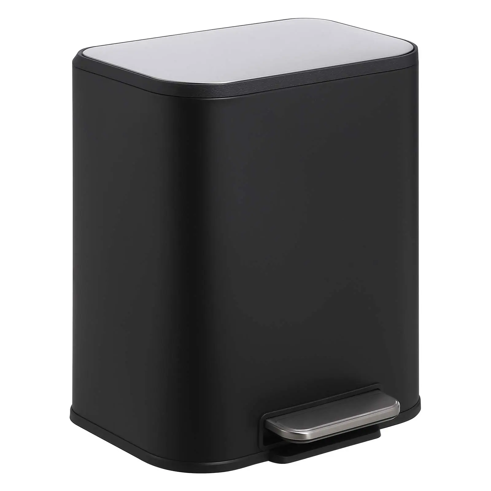 Garvee Stainless Steel Kitchen Trash Can – Step-On Pedal Soft-Close Lid Removable Inner Bucket Rectangular Garbage Bin for Home Bathroom Office – 3.2/5.3/8 Gallon